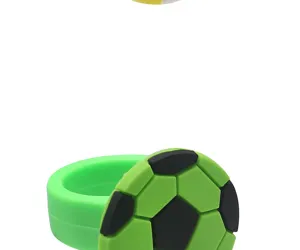 Green football PVC soft rubber ring candy color party gift cake decoration accessory