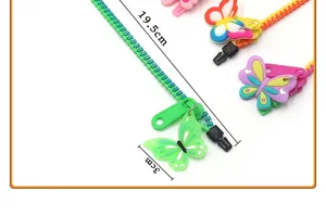 Bracelets à fermeture éclair bicolores colorés avec breloques papillon pour jouets d'enfants.