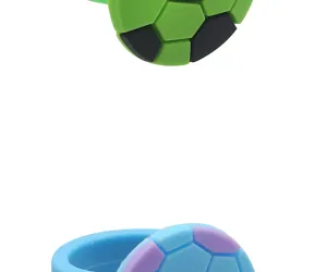 Colorful silicone football ring, PVC soft rubber soccer party favor and toy ring.