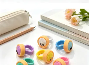 Joli ensemble de bague pain vapeur mignon, jouet enfant en PVC souple créatif et adorable.