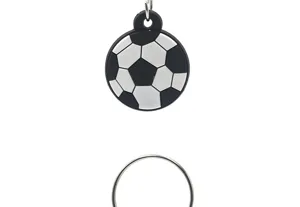 Sportthema voetbal sleutelhanger rubberen bal hanger met metalen ring voor tassen en sleutels