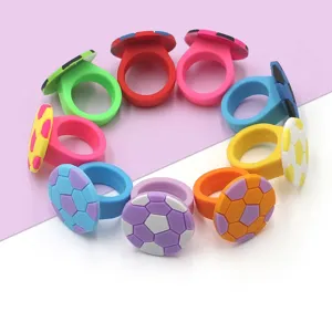 Colorful silicone soccer rings candy color PVC rubber rings for party gifts and toys main
