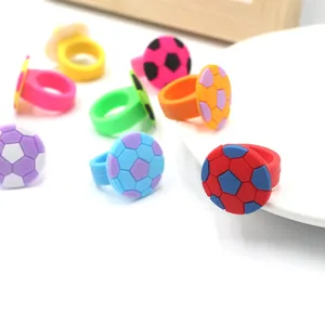 Colorful dopamine football silicone rings, cute party favors, playful toy jewelry gifts.