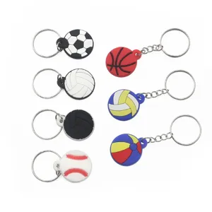 Leuke sportbal sleutelhangers set, flexibele siliconen voetbal basketbal sleutelringen.