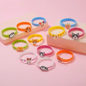 Niedliches Cartoon-Katzen-Silikonarmband für Kinder, farbenfrohes Modeschmuck-Geschenk.