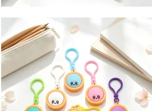 Schattige 3D gestoomde broodje sleutelhanger, zachte PVC cartoon dumpling hanger, tasdecoratie.