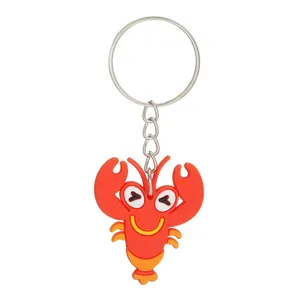 Niedlicher Cartoon Hummer PVC Schlüsselanhänger Detailansicht, ideales Accessoire für Taschen.