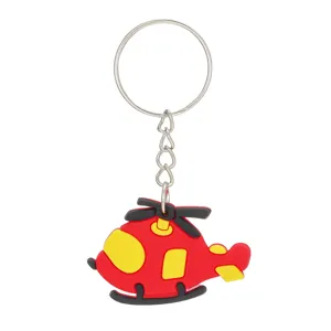 Niedlicher Cartoon Hubschrauber Schlüsselanhänger mit PVC Anhänger und Metallring für Taschen