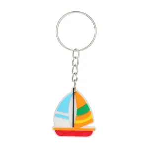 Silikon Segelboot Schlüsselanhänger Detailansicht, bunte PVC Schlüsselring Zubehör Teil.