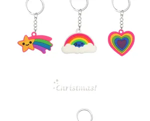 Bunte Cartoon Regenbogen Stern Wolke Herz Silikon Schlüsselanhänger für Tasche Auto