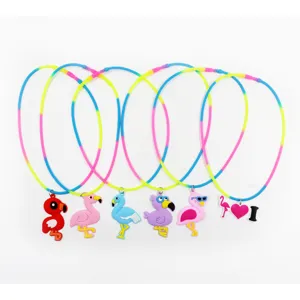 Kinderen schattige flamingo ketting kleurrijke siliconen PVC hanger mode sieraden