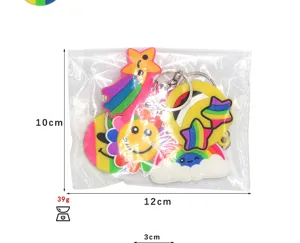 Kreatives buntes Regenbogen Schlüsselanhänger Set, süße Cartoon Taschenanhänger.