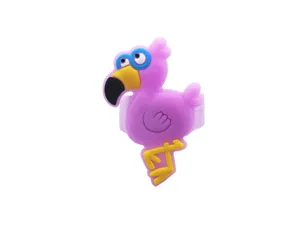 Leuke roze flamingo PVC ring voor kinderen, cartoon siliconen vingerring met grappig ontwerp.
