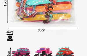 Set de pulseras slap de monster truck, juguetes de goma blanda para niños 30cm