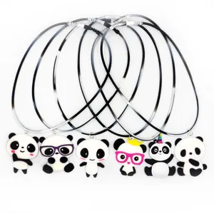 Leuke cartoon panda en eenhoorn siliconen ketting set voor kinderen, mooie sieraden.