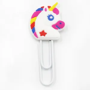 Leuke metalen paperclip met eenhoorn en grote boekenlegger voor creatieve briefpapier en kantoor.