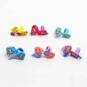 Kinder Cartoon Meerjungfrau Silikon Ringe Set süße PVC Weichgummi Schmuck Geschenke
