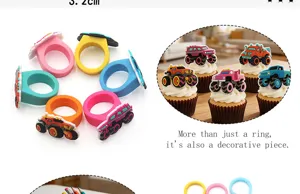 Set de fiesta de anillo de silicona de camion monstruo, anillos de juguete de PVC suave para ninos.