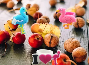 Leuke cartoon flamingo siliconen ringen voor kinderen en vrouwen, zachte PVC dierensieraden.