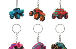Llaveros de camión monstruo de goma PVC colorida, regalos de juguetes de coche.