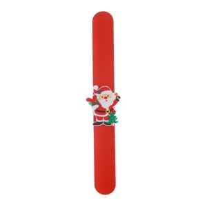 Detail van de kerst siliconen slap bracelet met schattig kerstman cartoon ontwerp voor feest.