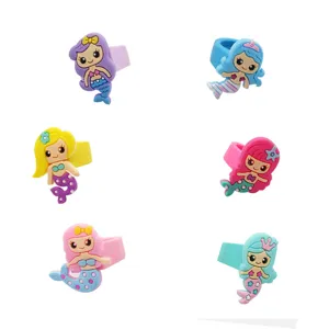 Süße Silikon Meerjungfrau Ringe für Kinder, bunte Cartoon PVC Finger Schmuck Geschenke Set.