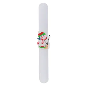 Kerstman sneeuwpop slap armband detail, leuk siliconen polsbandje voor feestdagen en speelgoed.