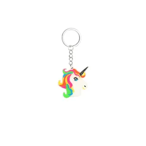 Detailed view of the cute colorful unicorn keychain pendant showing its vibrant resin mane design.