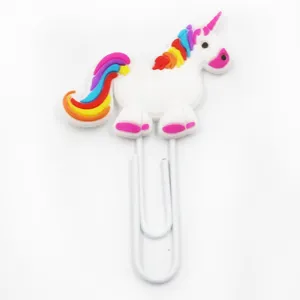 Schattige PVC cartoon eenhoorn metalen paperclip grote boekenlegger creatief kantoorcadeau