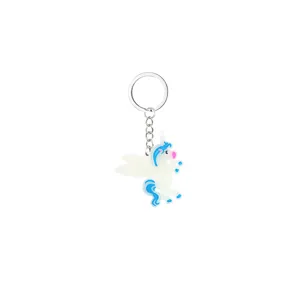 Luminous cartoon unicorn keychain, glow in the dark pendant keyring for car keys and bags.