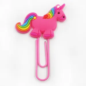 Leuke roze eenhoorn paperclip, PVC bladwijzer voor schoolbenodigdheden en leuke cadeautjes.