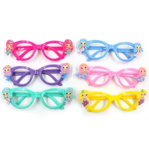 Kids cute cartoon mermaid eyeglass frames candy color decorative toy glasses details view.