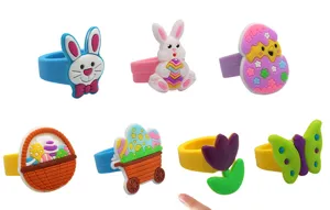 Paas cartoon siliconen ringen set voor kinderen feestjes gunsten schattige konijn