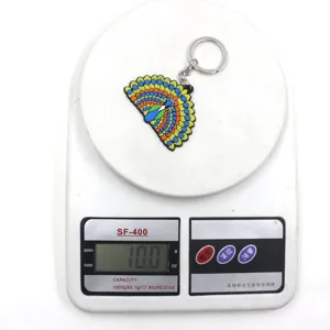 Paon PVC souple caoutchouc porte-cles metal anneau pendentif animal sac accessoire cadeau