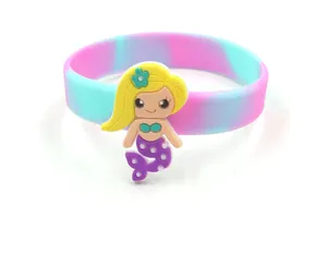 Charming colorful silicone bracelet featuring a cute cartoon mermaid charm detail.