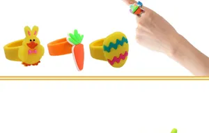 Kinderen Pasen set siliconen ringen schattig kuiken wortel ei feest cadeau speelgoed