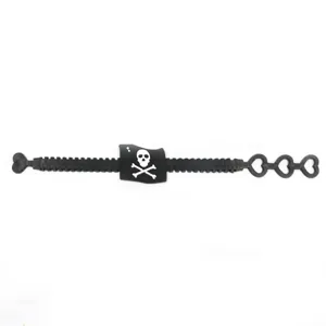 Halloween Pirat PVC Armband fuer Kinder, verstellbares schwarzes Armband Party Schmuck.
