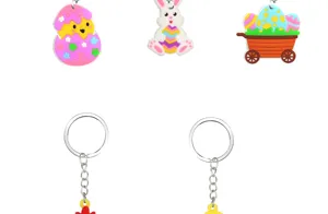 Süßer Oster Schlüsselanhänger mit Hase und bunten Eiern Silikon Anhänger für Party Geschenke