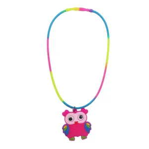 Collier en caoutchouc souple PVC hibou pour enfants avec chaîne colorée cadeau