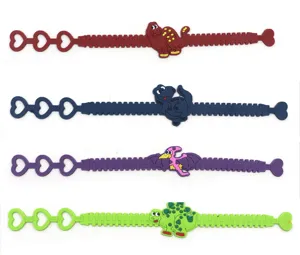 Kinder Suesse Cartoon Dinosaurier PVC Armband Verstellbar Herz Handgelenk Geschenk