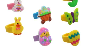 Pasen cartoon schattig konijn kuiken ei siliconen ringen set voor kinderen feestje
