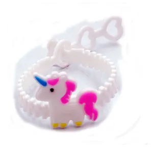 Kinderen schattige eenhoorn PVC verstelbare armband met hartgaten detail weergave