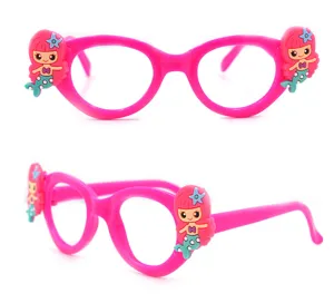 Cute kids mermaid glasses frame candy color decorative eyewear toy for children party gift.