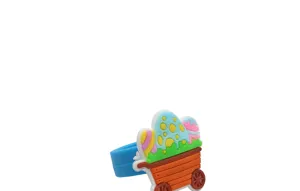 Paasei kar silicone ring detail opname, kleurrijke cartoon kinder feest sieraden accessoire.