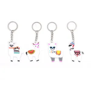 Niedlicher Cartoon Alpaka Schlüsselanhänger PVC Weichgummi Tier Taschenanhänger Bunter Dekorativer Schlüsselring Für Kinder Geschenk Zubehör