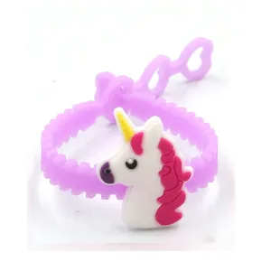 Leuke paarse eenhoorn siliconen armband met hartvormig verstelbaar ontwerp voor kinderen.