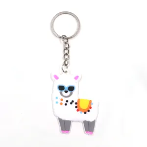 Süßer Cartoon Alpaka PVC Schlüsselanhänger für Kinder, stylischer Taschenanhänger aus Metall.