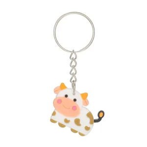 Süßer Cartoon Kuh Schlüsselanhänger PVC Anhänger niedliches Tiermotiv Schlüsselring