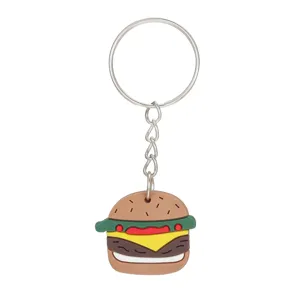 Niedlicher Cartoon Burger Schlüsselanhänger mit PVC Anhänger und Metallring für Taschen.