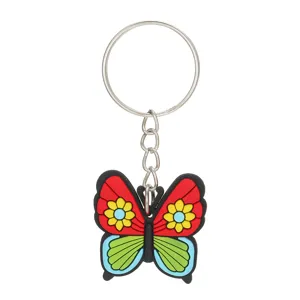 Bunter PVC Schmetterling Schlüsselanhänger süßer Cartoon Anhänger Metallring Geschenke